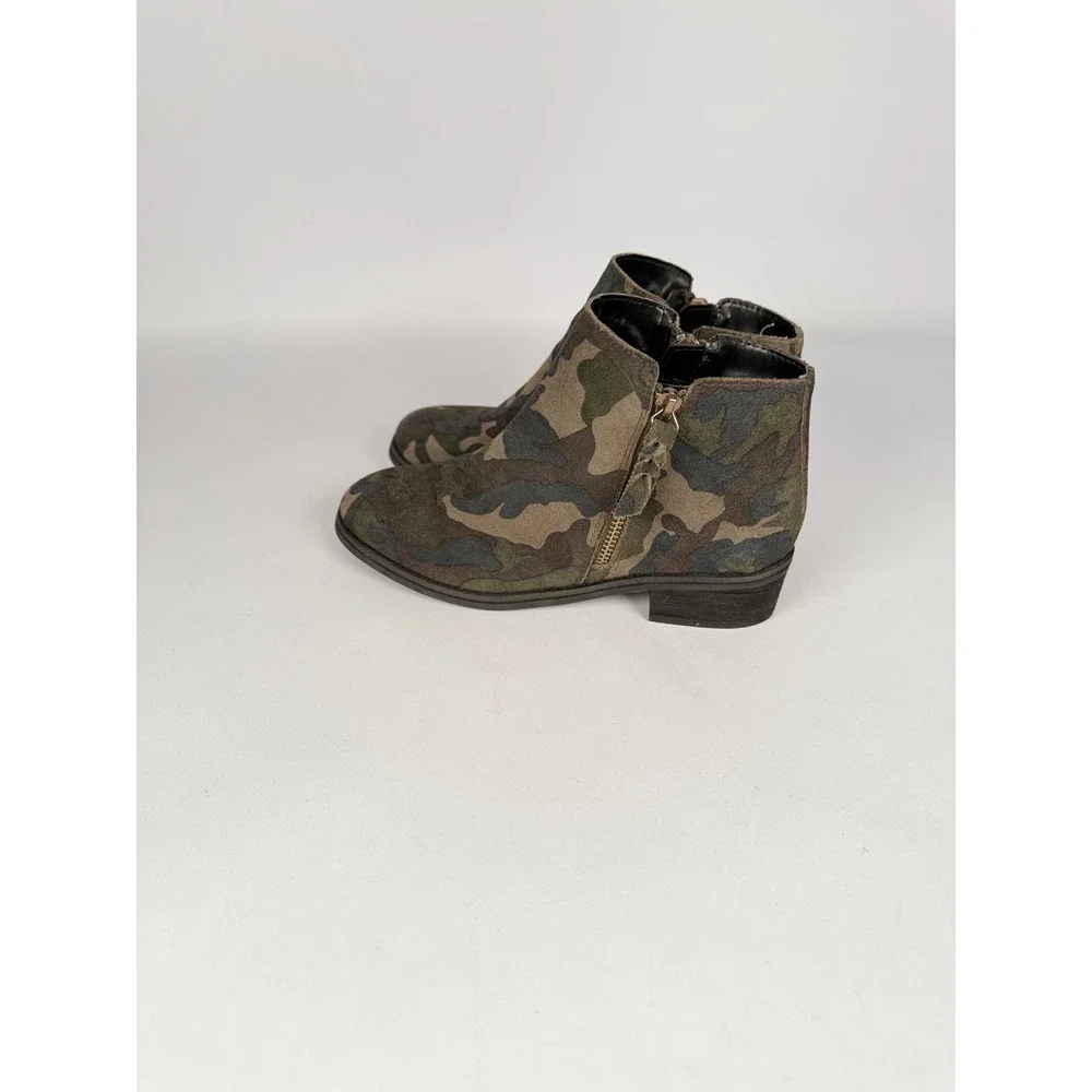 Blondo Waterproof Camo Suede Ankle Boots Green‎ Brown B5859 7.5M